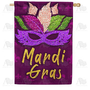 Glitzy Mardi Gras Mask House Flag