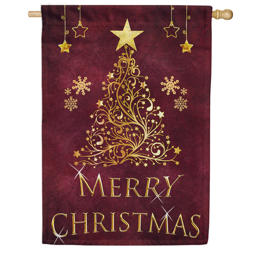 Golden Christmas House Flag