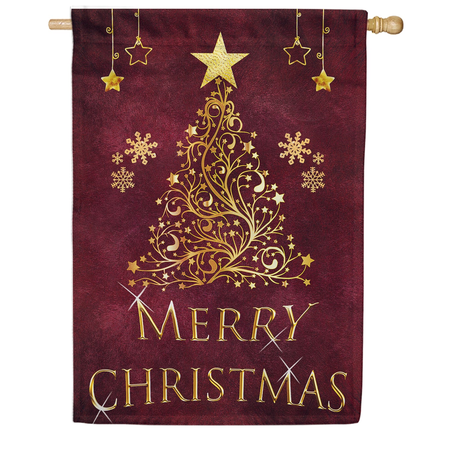Golden Christmas House Flag