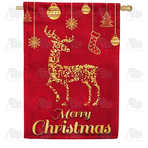 Gold Reindeer House Flag