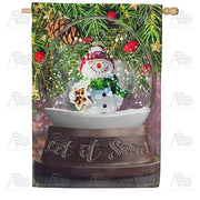 Snowman Water Globe House Flag