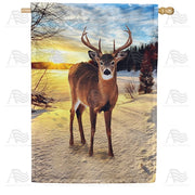 The Winter Buck Stops Here House Flag