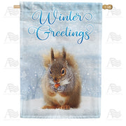 Winter Squirrel House Flag