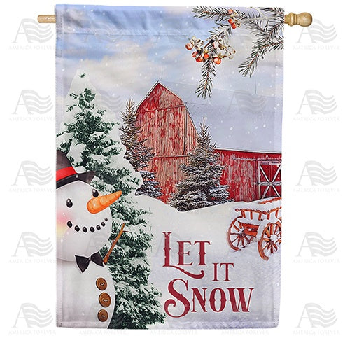 Let It Snow At The Barn House Flag