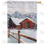 Winter At Horse Stables House Flag