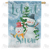 Snowmen Love Snow House Flag