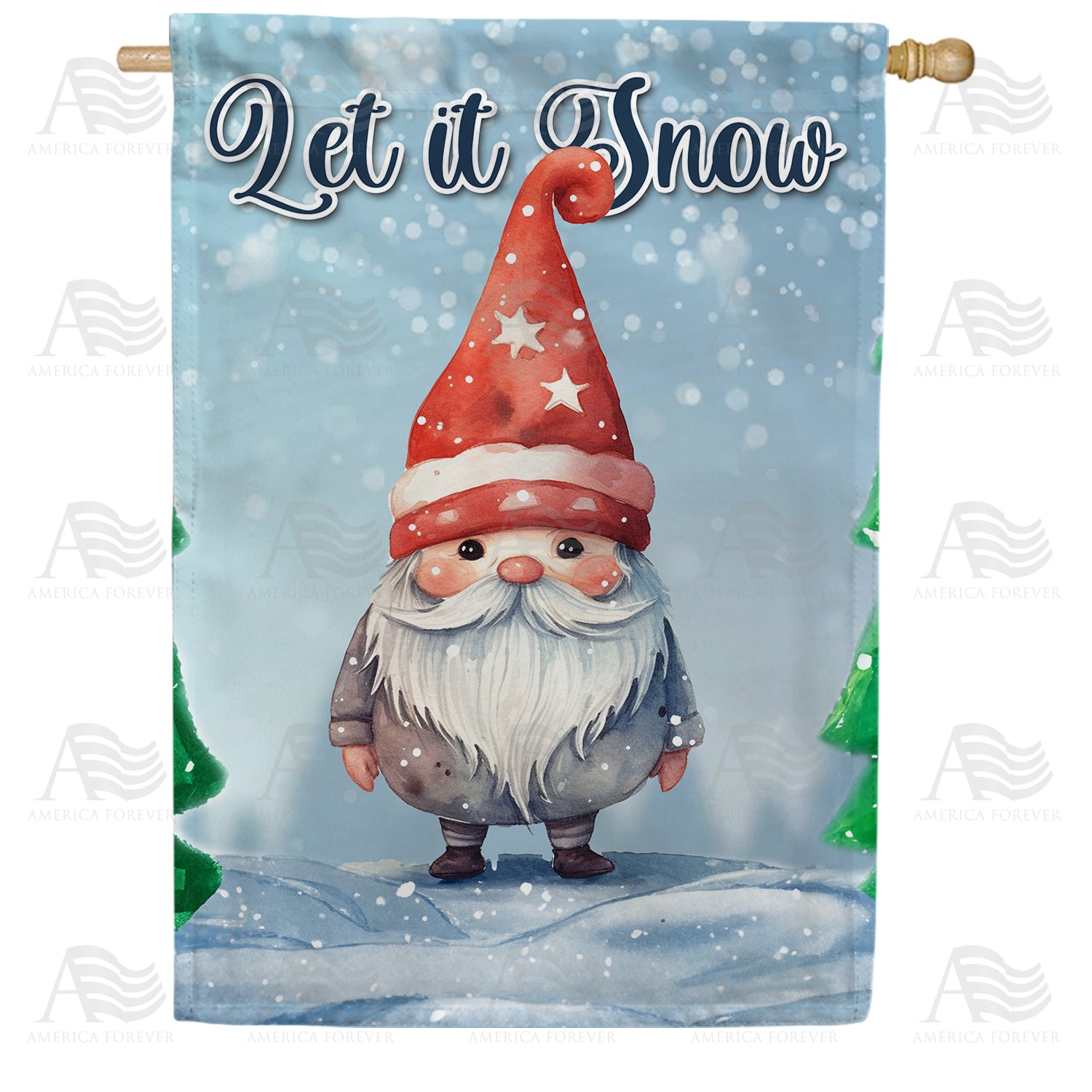 Gnome Snow Request House Flag