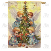 Angels Decorate Tree House Flag
