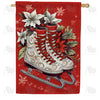Winter Holly Skates House Flag