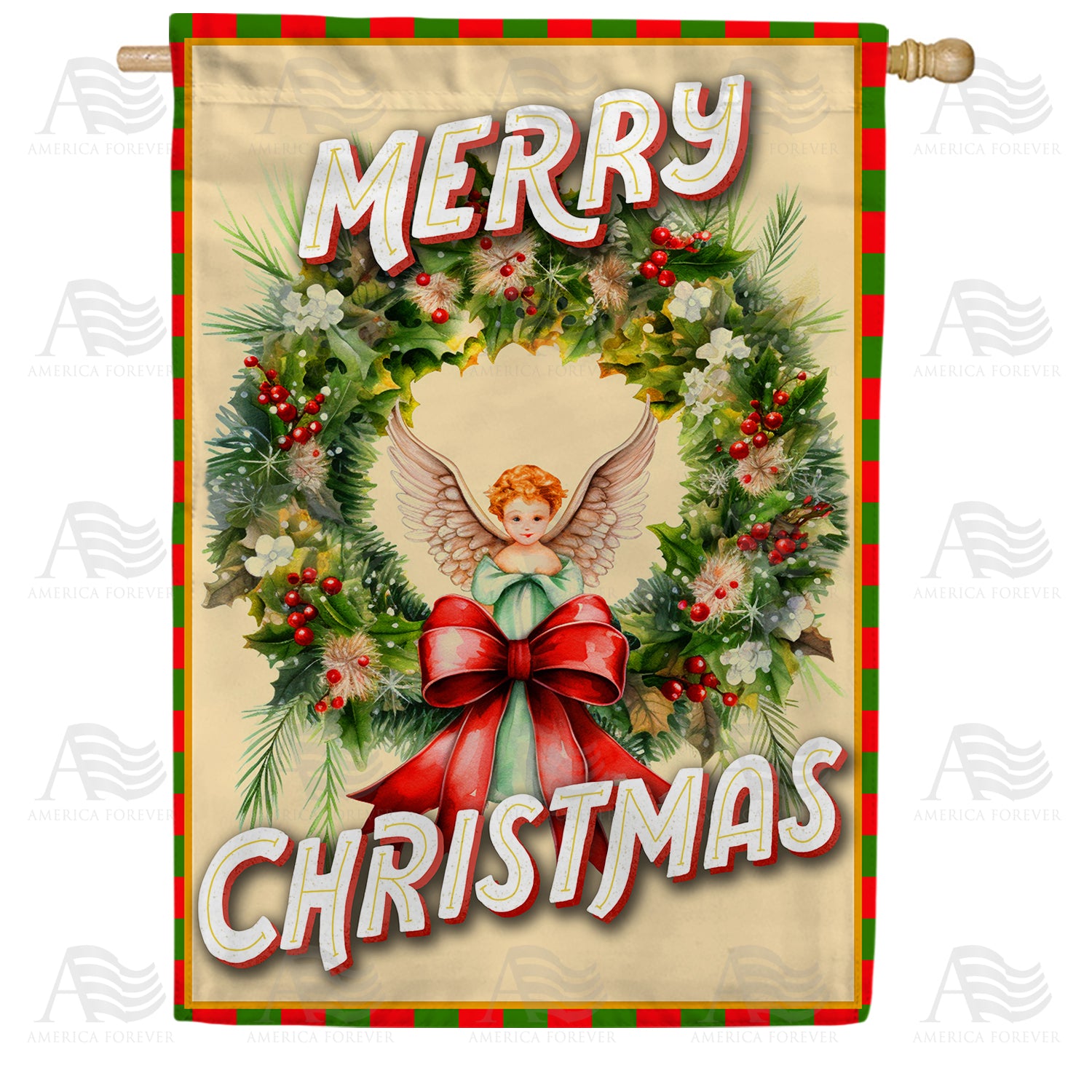 Christmas Angel Wreath House Flag