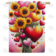 Sunflower Hearts Bouquet House Flag