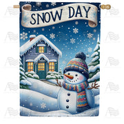 Cozy Snow Day Greetings House Flag