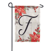 Poinsettia Monogram F Garden Flag