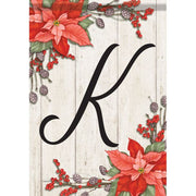 Poinsettia Monogram K Garden Flag