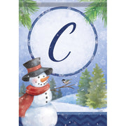 Snowman Monogram C Garden Flag