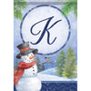 Snowman Monogram K Garden Flag