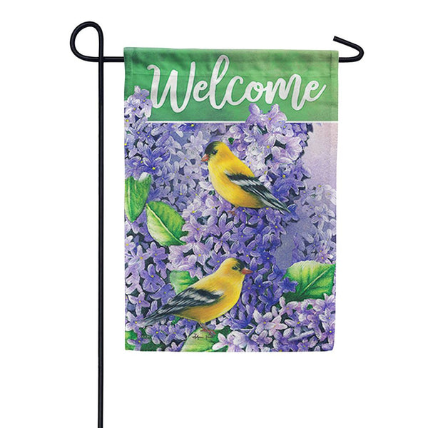 Lilacs & Goldfinch Dura Soft Garden Flag