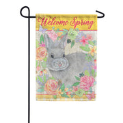 Grey Bunny Greetings Dura Soft Garden Flag