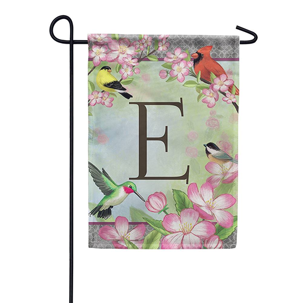 Songbird Monogram E Garden Flag