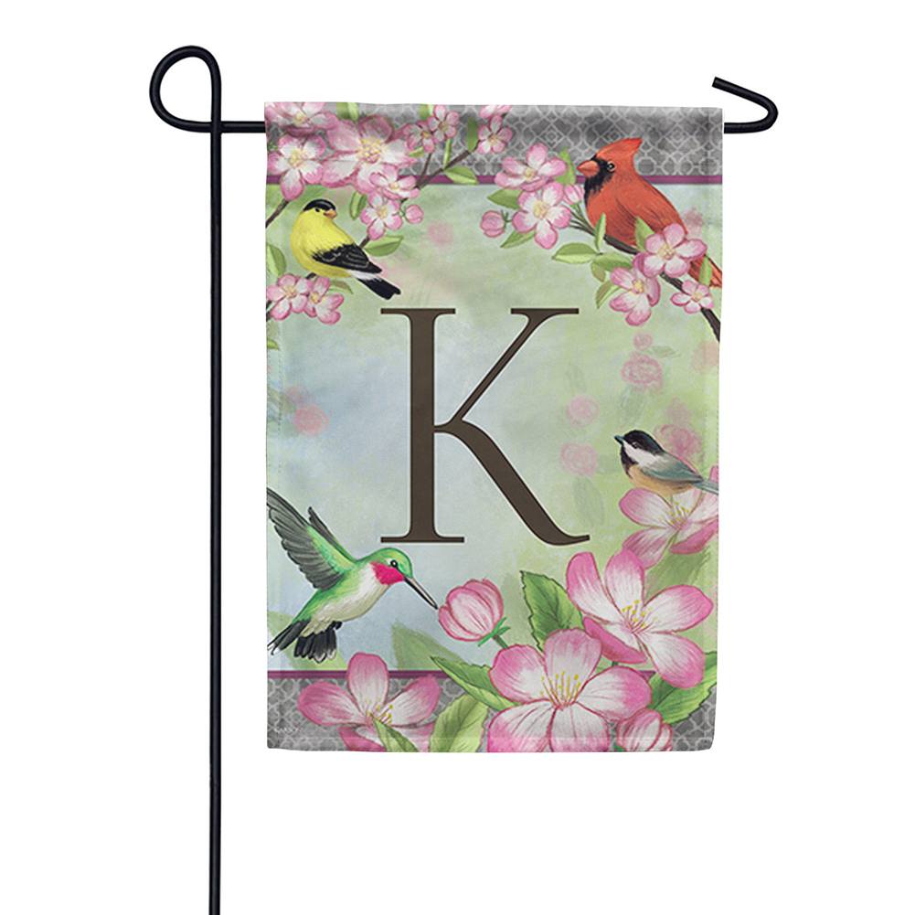 Songbird Monogram K Garden Flag