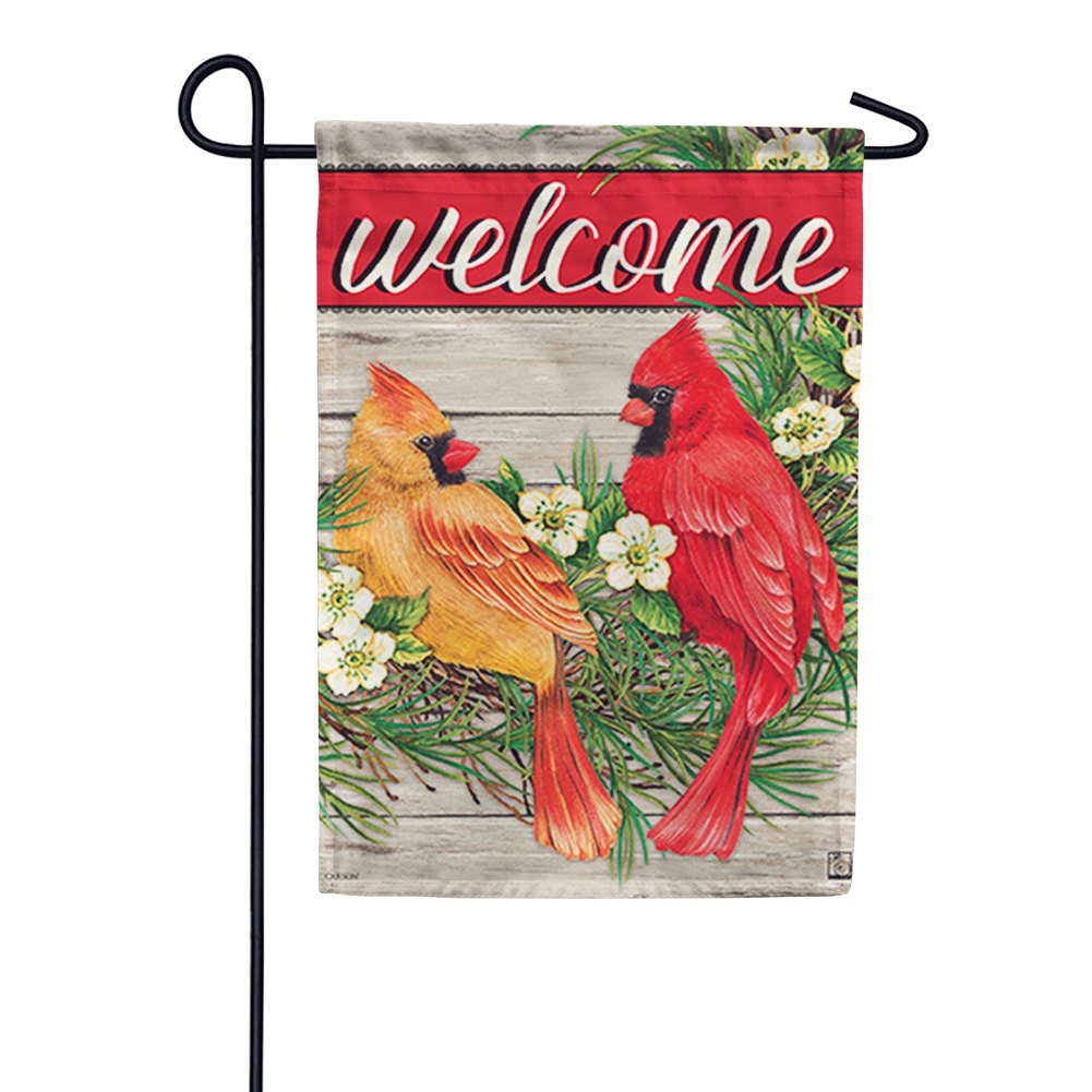 Wreath Cardinals Dura Soft Garden Flag