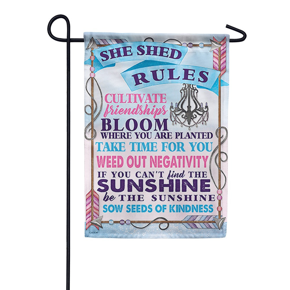 She Shed Rules Dura Soft Garden Flag