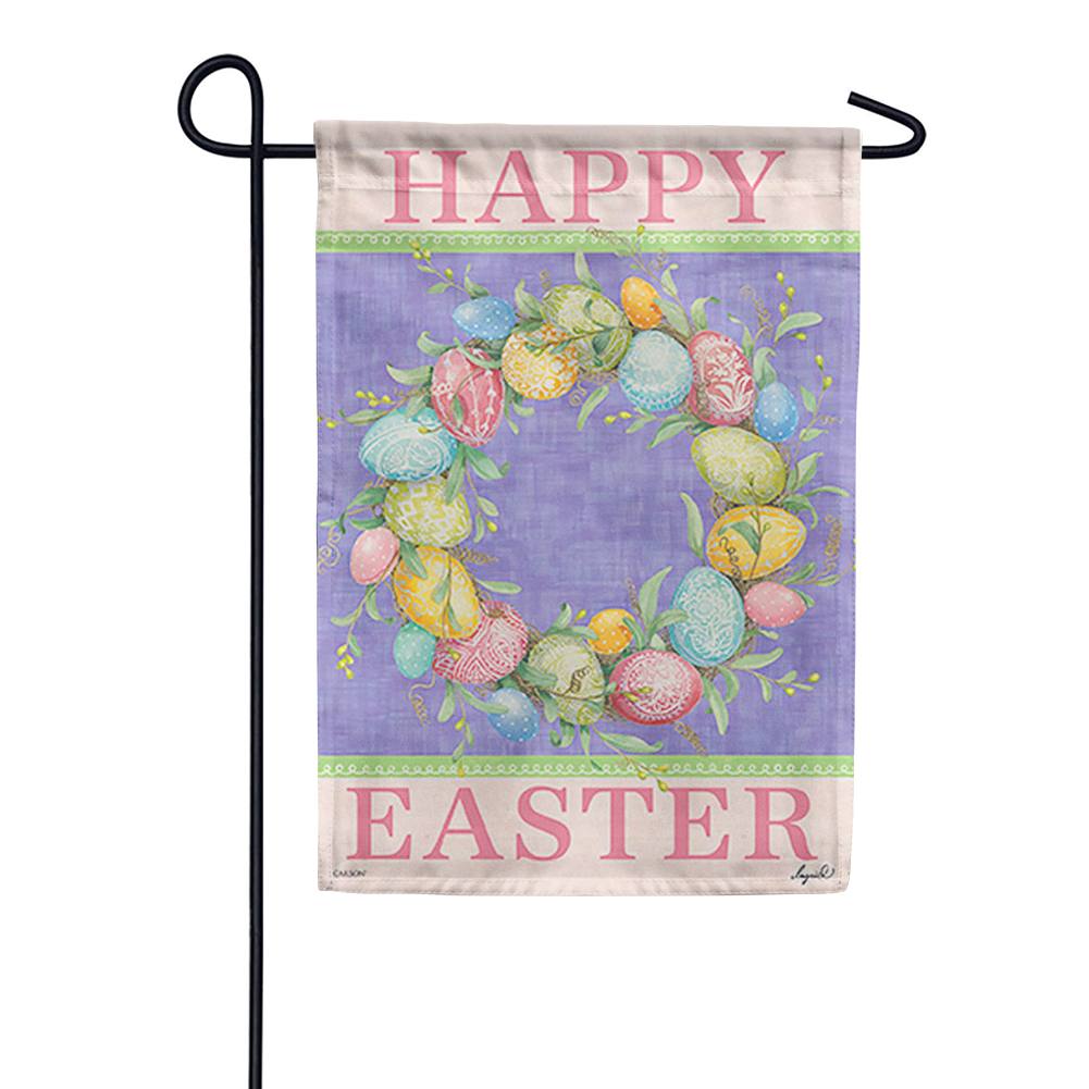 Happy Easter Wreath Dura Soft Garden Flag
