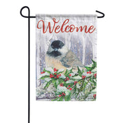 Holly Chickadee Dura Soft Garden Flag