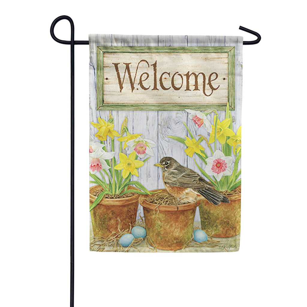 Welcome Robin Dura Soft Garden Flag