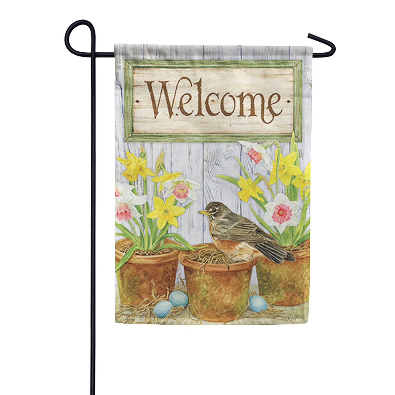 Welcome Robin Dura Soft Garden Flag
