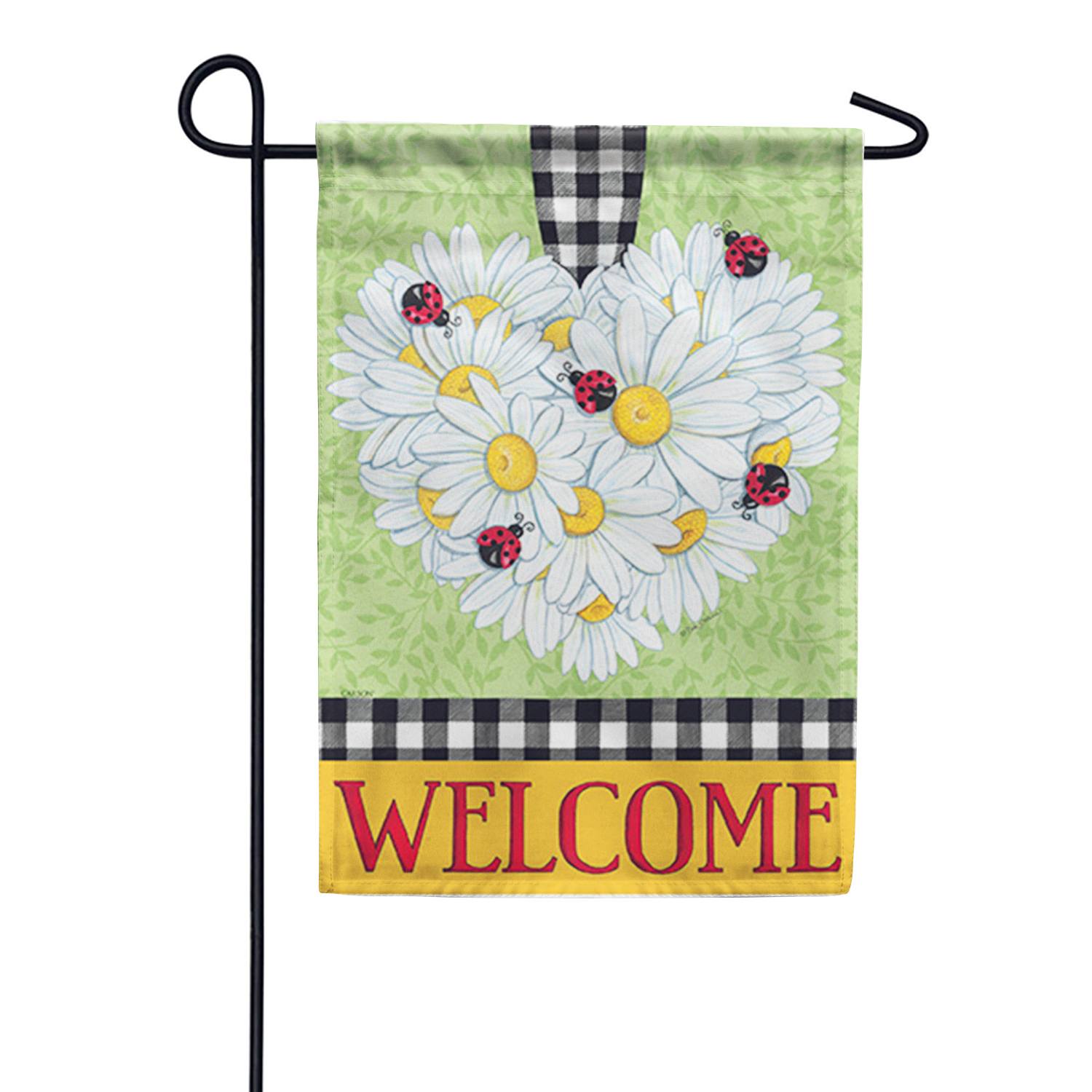 Daisy Heart Dura Soft Garden Flag