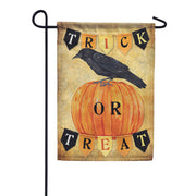 Trick or Treat Crow Dura Soft Garden Flag