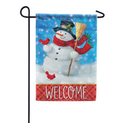 Blustery Snowman Dura Soft Garden Flag