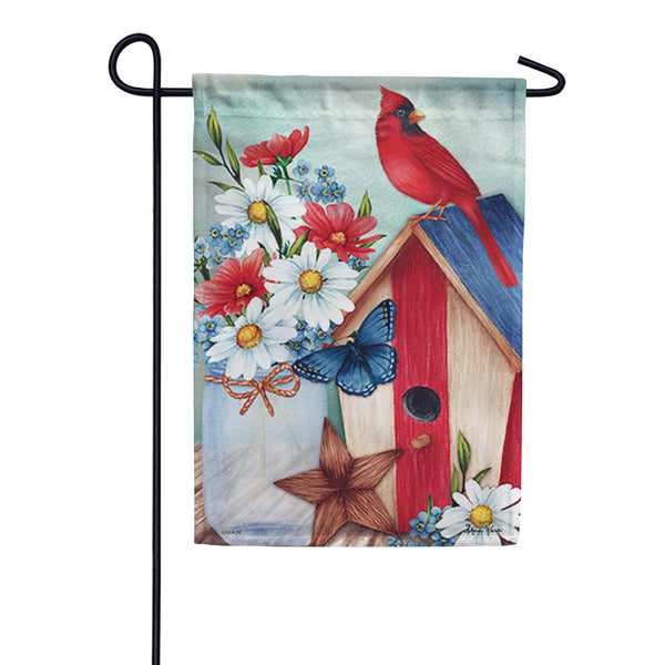 Patriotic Cardinal Dura Soft Garden Flag