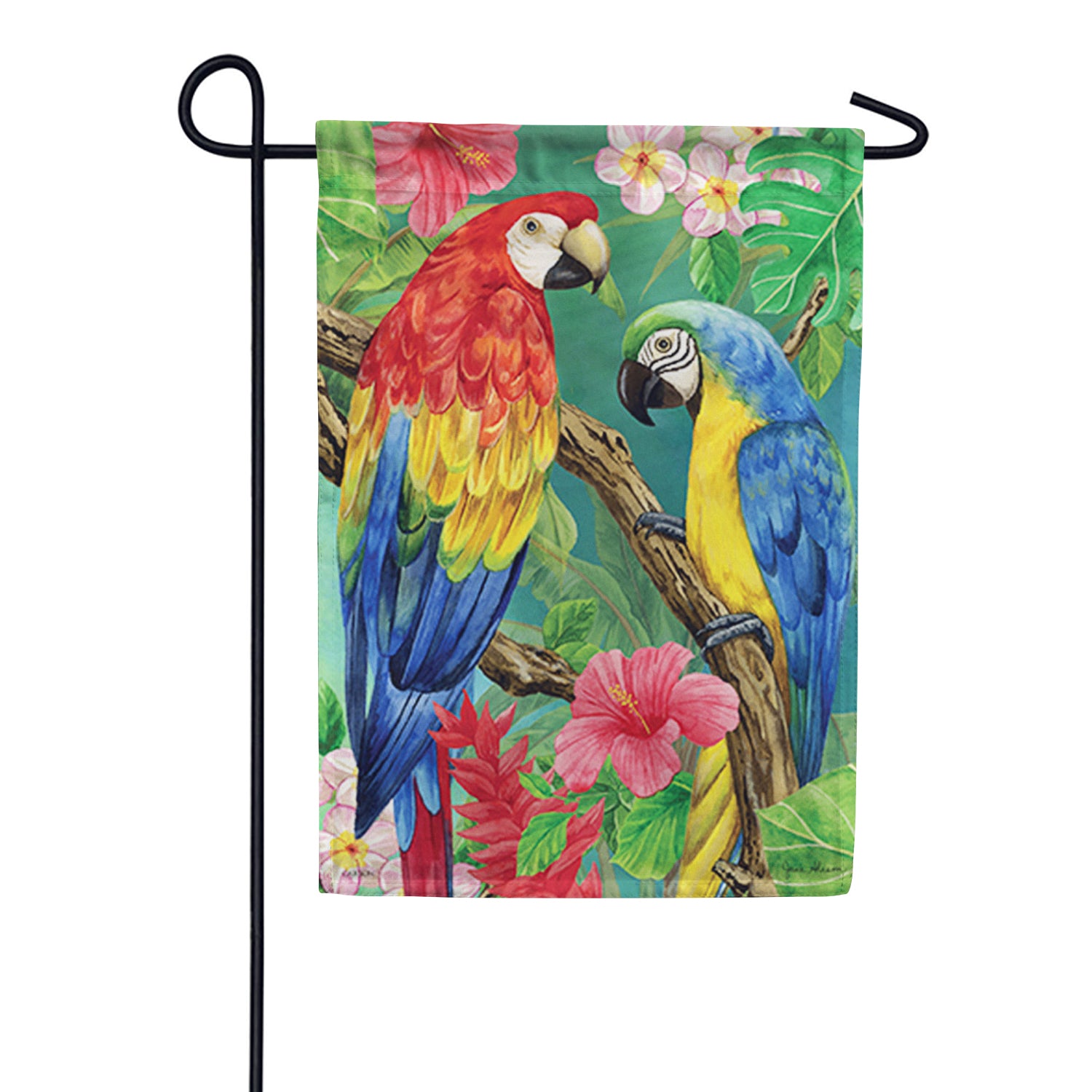 Tropical Parrots Dura Soft Garden Flag