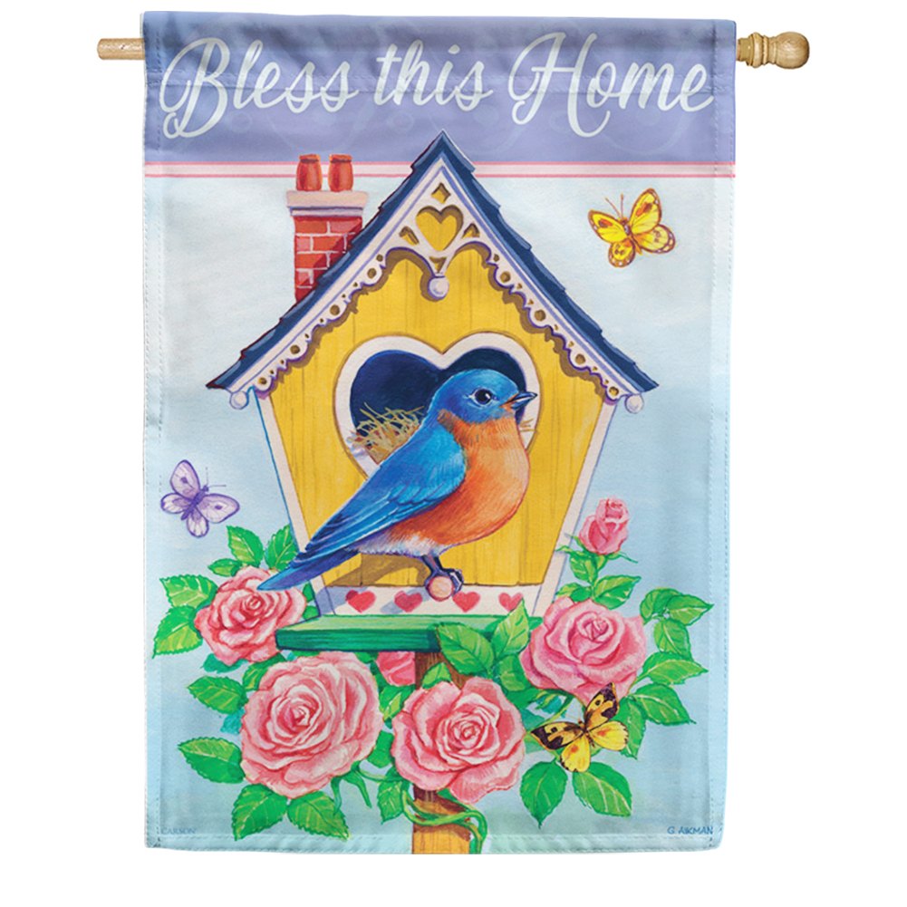 Rose Birdhouse Dura Soft House Flag