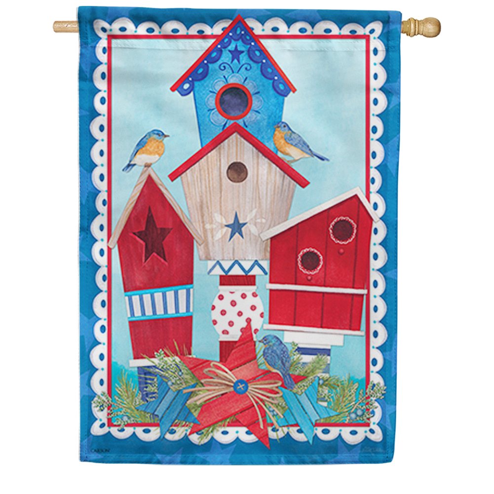 Red,White & Birdhouses Dura Soft House Flag