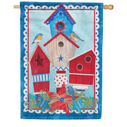 Red,White & Birdhouses Dura Soft House Flag