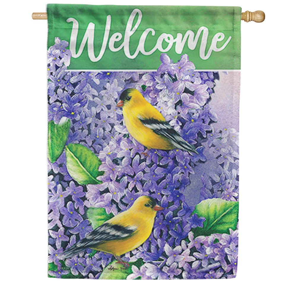 Lilacs & Gold Finch Dura Soft House Flag