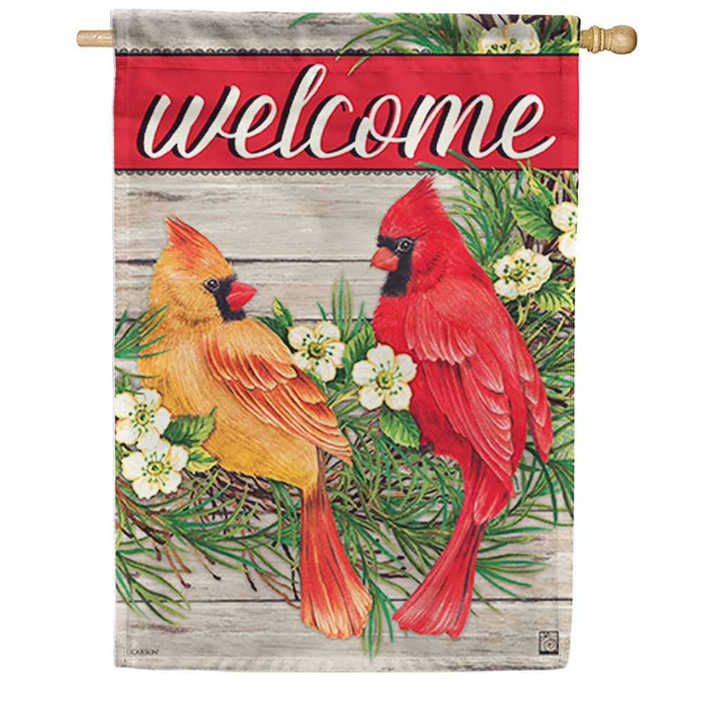Wreath Cardinals Dura Soft House Flag