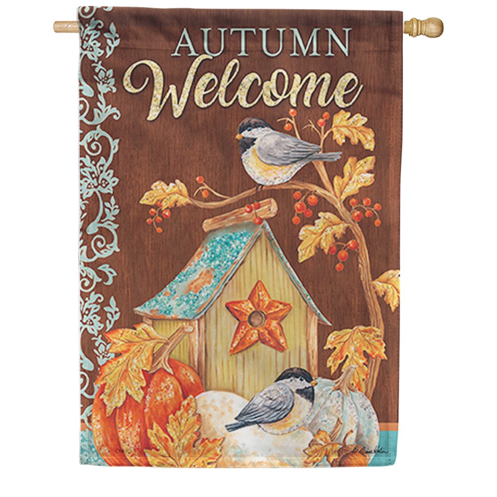 Chickadee Birdhouse Dura Soft House Flag