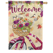 Bicycle Floral Dura Soft House Flag