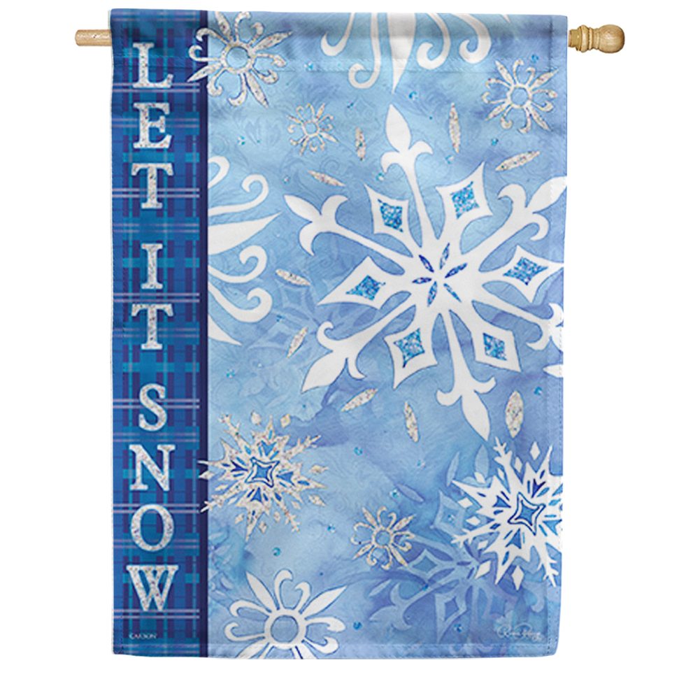 Snowflakes on Blue Dura Soft House Flag