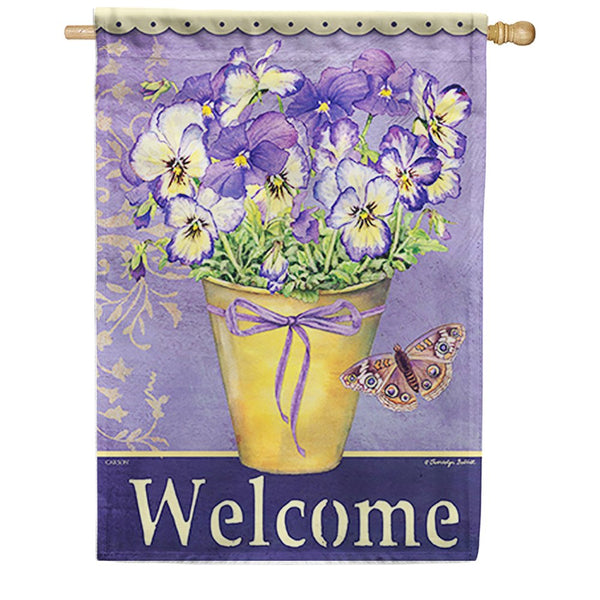 Happy Pansies Dura Soft House Flag