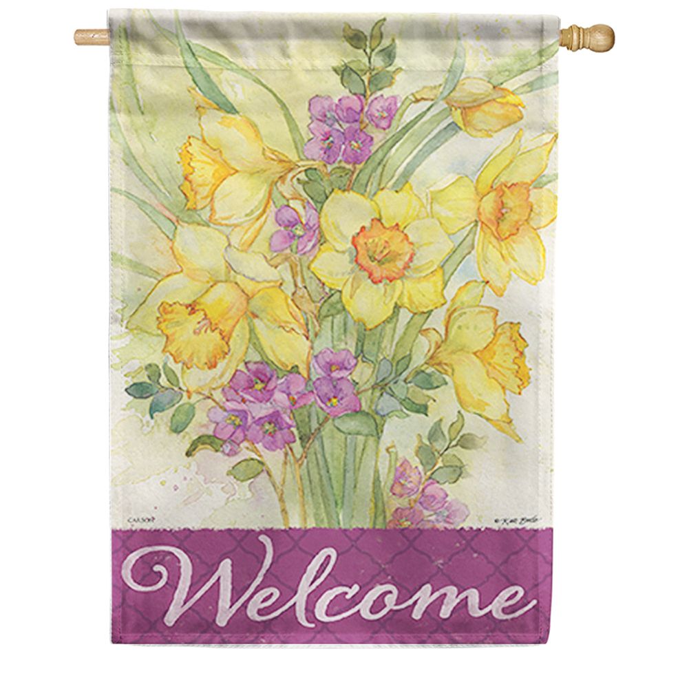 Watercolor Daffodils Dura Soft House Flag