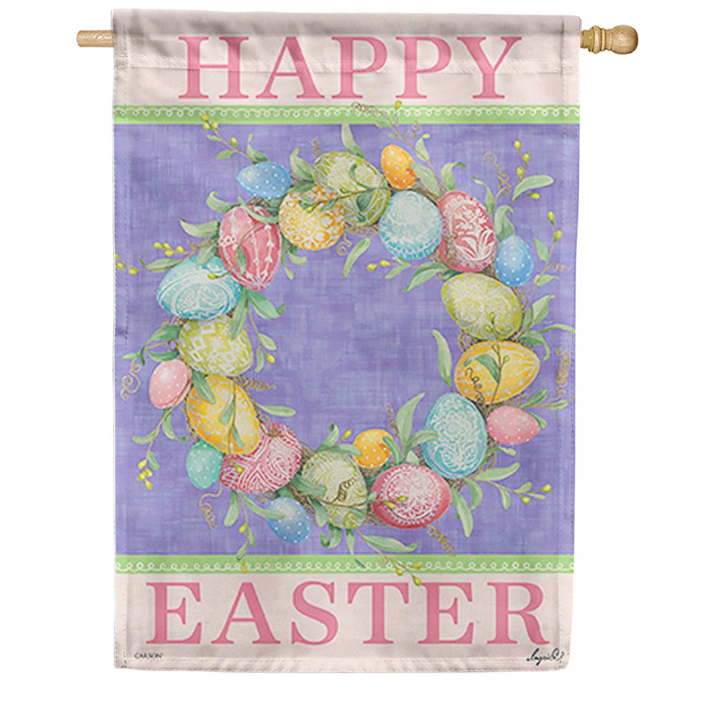 Happy Easter Wreath Dura Soft House Flag