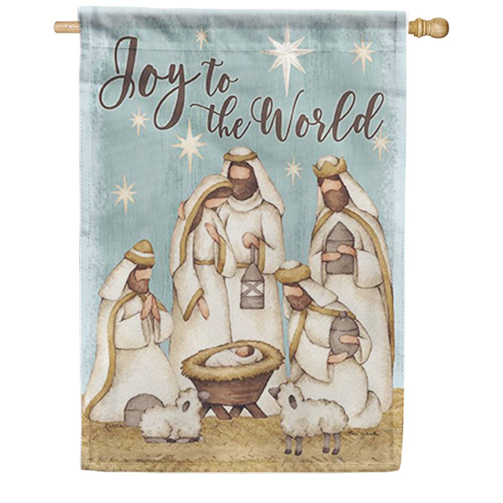 Nativity in Blue Dura Soft House Flag