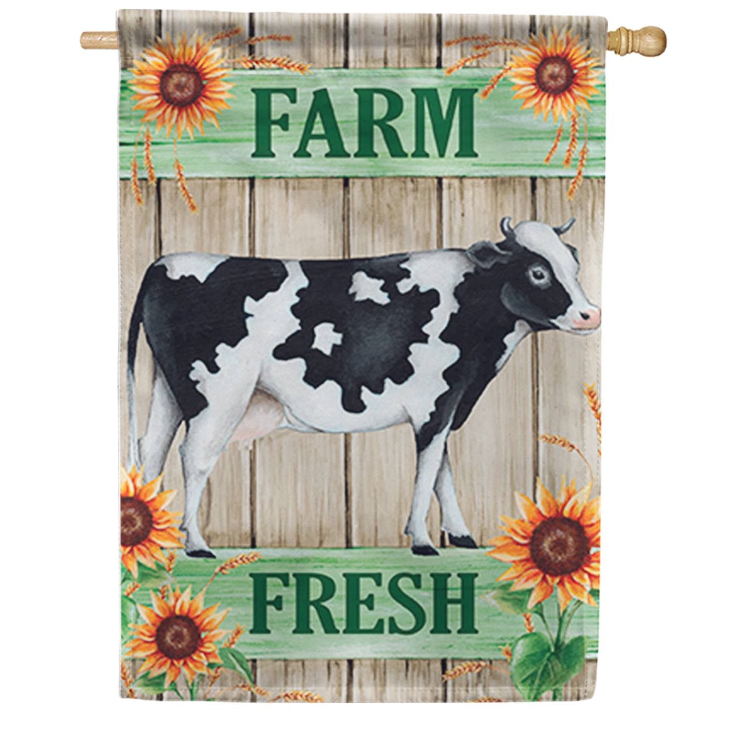 Farm Fresh Cow Dura Soft House Flag