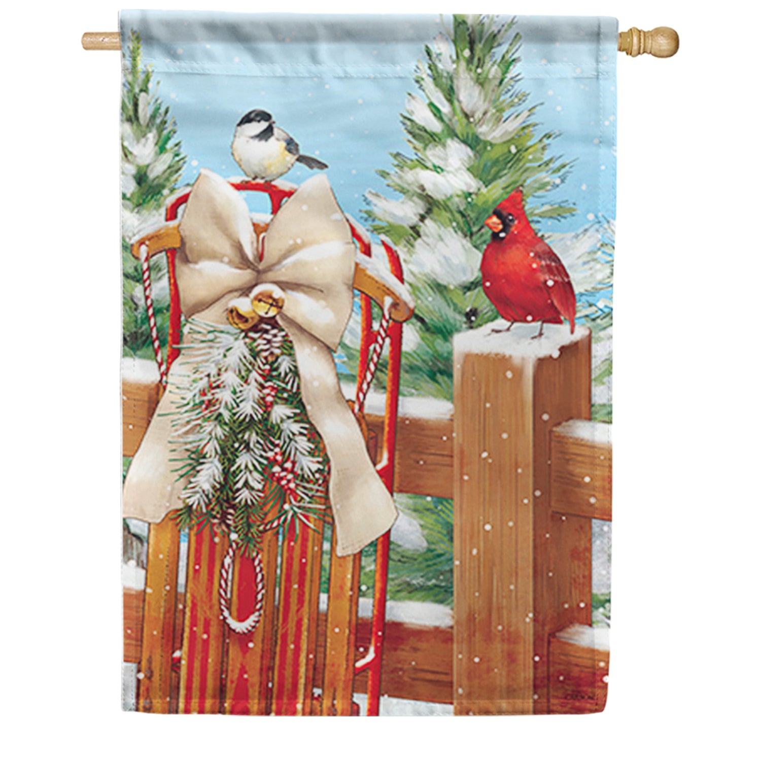 Sled & Birds Dura Soft House Flag