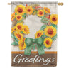Sage Sunflower Wreath Dura Soft House Flag